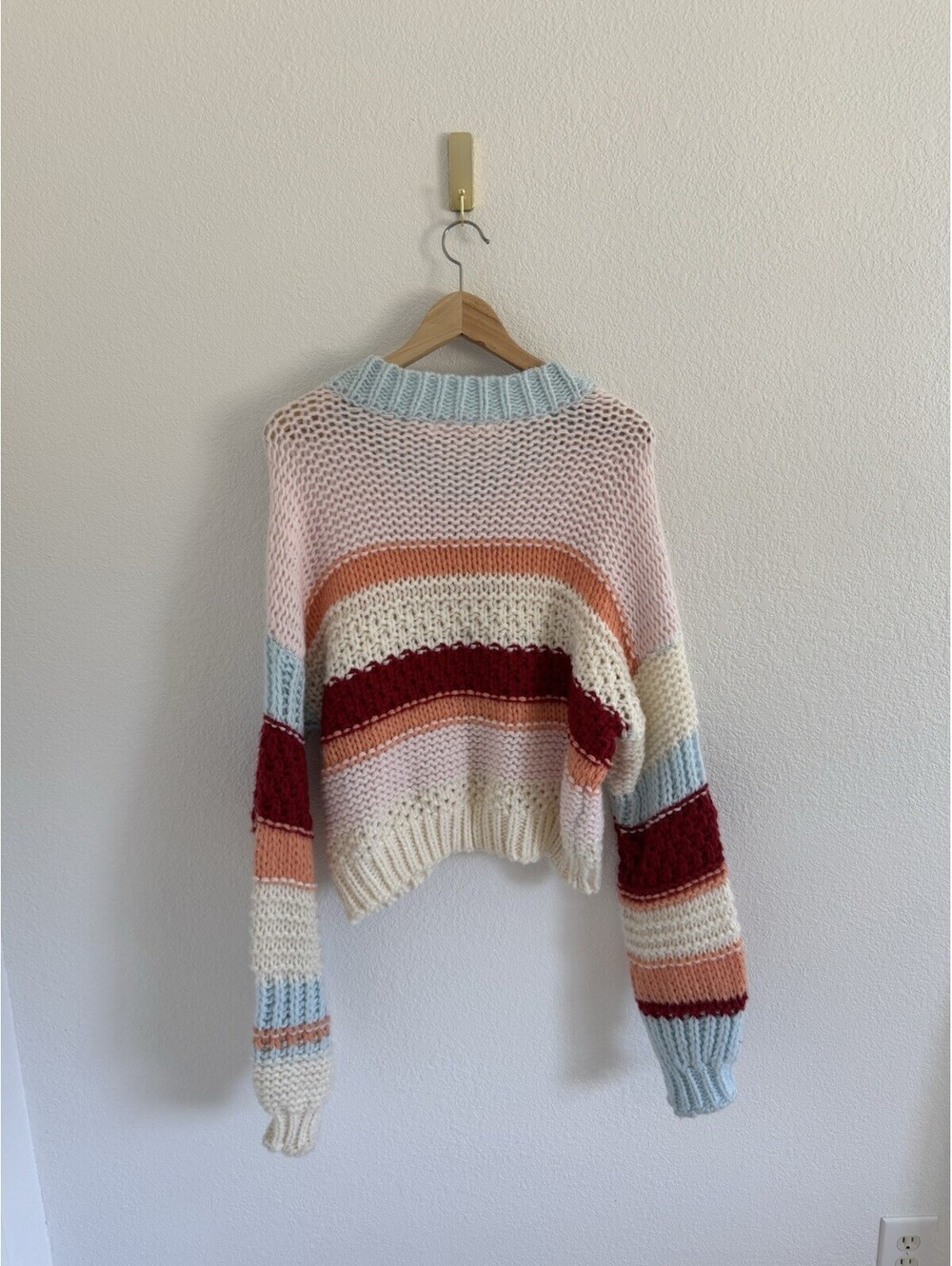 NWT Altar'd State Sz XL Hollis Chunky Knit Multicolor Balloon Sleeve Sweater - Picture 7 of 7